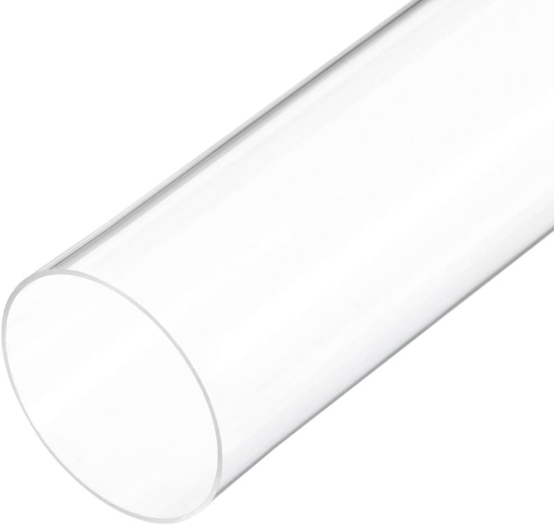 Rebower 14" Clear Plastic Rigid Pipe 86mm ID x 90mm OD (3 3/8" ID x 3 9/16" OD) Acrylic Round Polycarbonate Tubing, [for Plumbing, Hydraulics, Aquarium] - Image 1